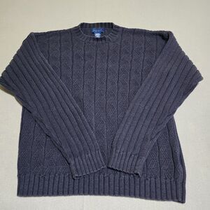 Vintage Towncraft Men's Knit Sweater Crew Neck Purple Long Sleeve Size Medium